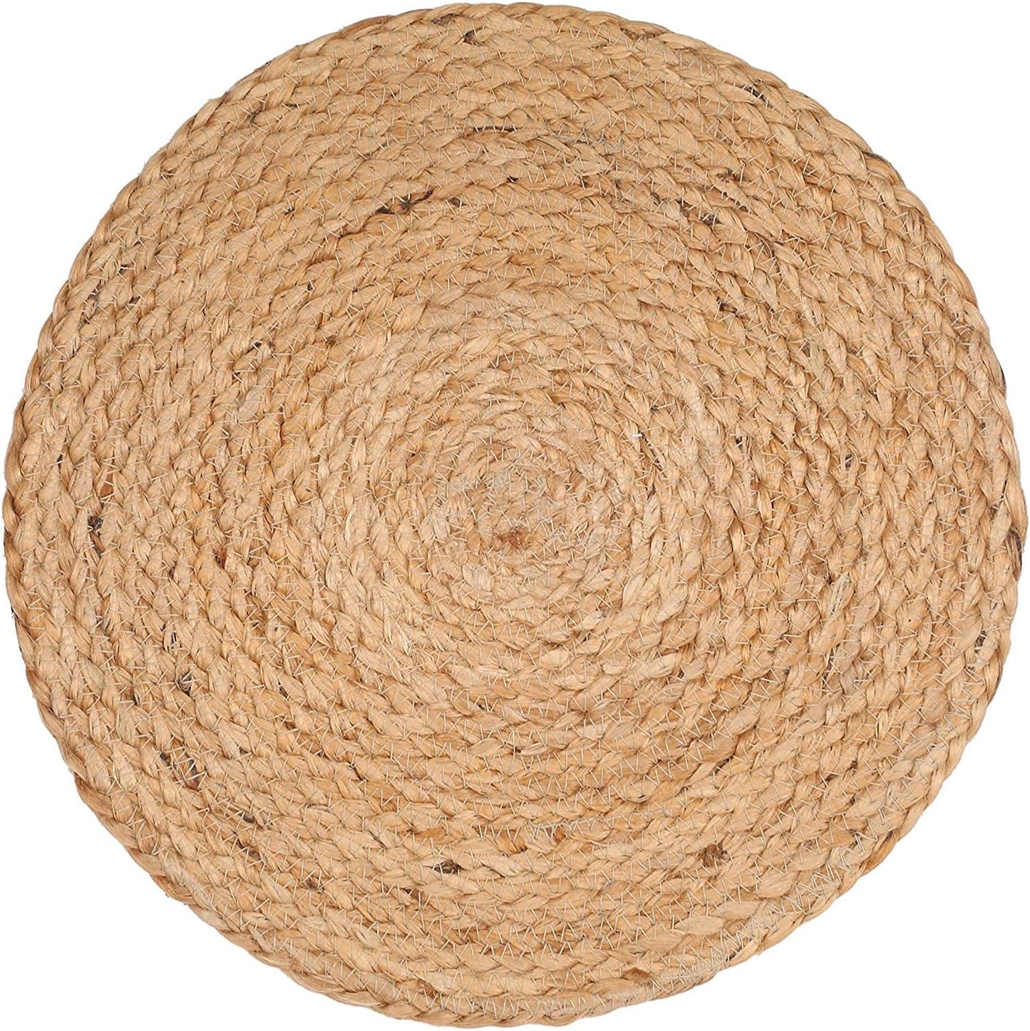 Natural Jute Placemat Set of 4 - round 13 Inch Decorative Reversible Braided Hand Woven Charger for Dinner Table Décor Farmhouse Christmas Wedding Family Gathering Party and Everyday Use