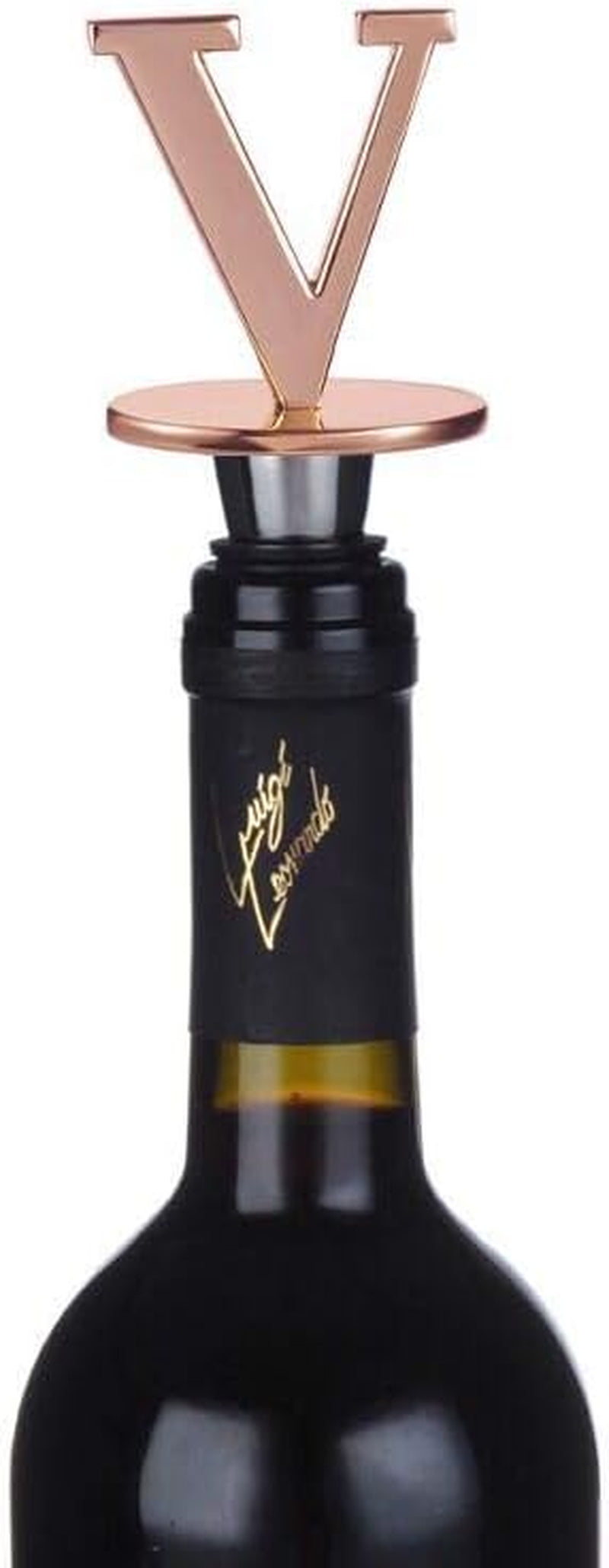 Prosecco Stopper, Rose Gold Initial Wine Stopper, Personalised Champagne Gift, Funny Kitchen Decor, Letter V