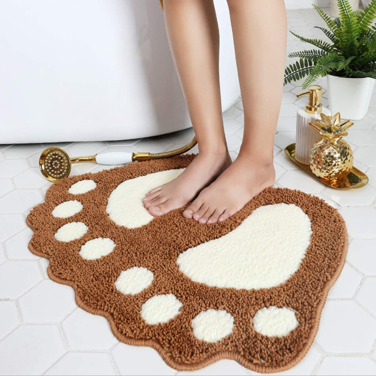 Bathroom Rugs Mats Water Absorbent Non-Slip Mat Used in Bathroom, Shower, Room, Etc.Soft Microfiber Bath Mat Machine Washable Bath Mat Bathroom Mat (Brown, 19X26 Inch)