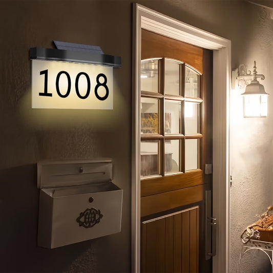 Solar House Numbers Address Plaques 3 Lighting Colors & Adjustable Solar Panel House Number for Outside, LED Solar Powered Address Sign Outdoor Waterproof