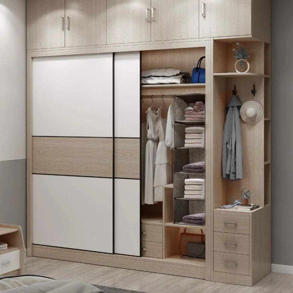 Hanging Closet Organizers and Storage, 5-Shelf Hanging Drawer for Closet, Collapsible Heavy Duty Hanging Closet Dresser for Clothes Bags Shoes Toys, Gray