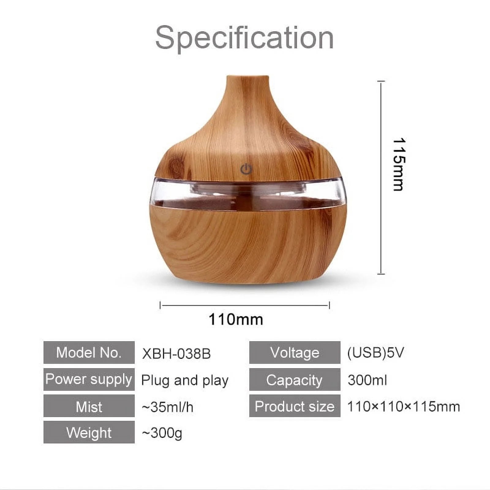 Diffusers for Essential Oils 300Ml Cool Mist Humidifiers for Bedroom, Aromatherapy Air Freshener Auto Shut-Off Timer 7 Colors LED Lights for Home Office Car