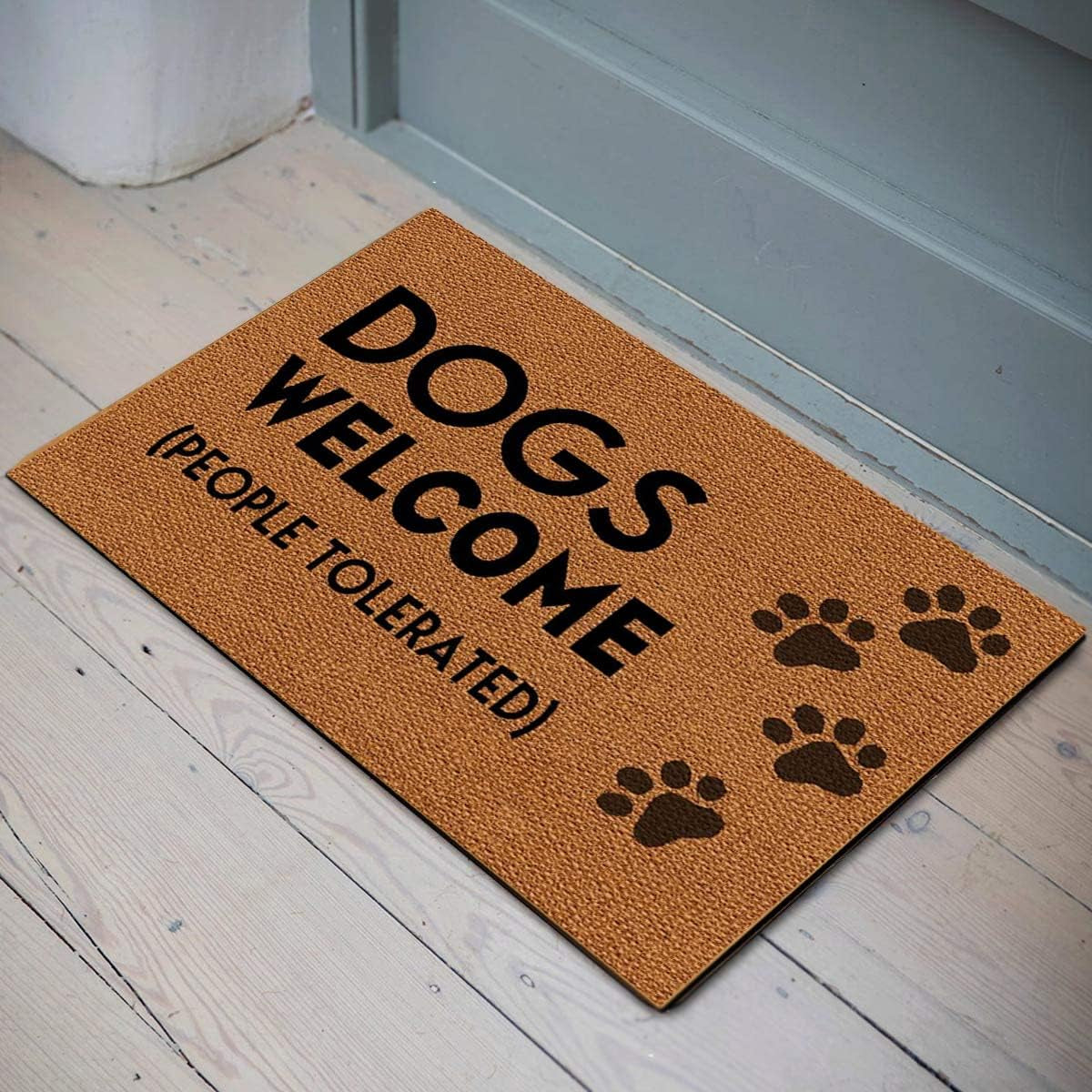 Funny Doormat,Dogs Welcome People Tolerated Doormat for Home Decor Funny Mats with Anti-Slip Rubber Back Kitchen Rugs Personalized Doormat for Entrance Way 30 In*18 In