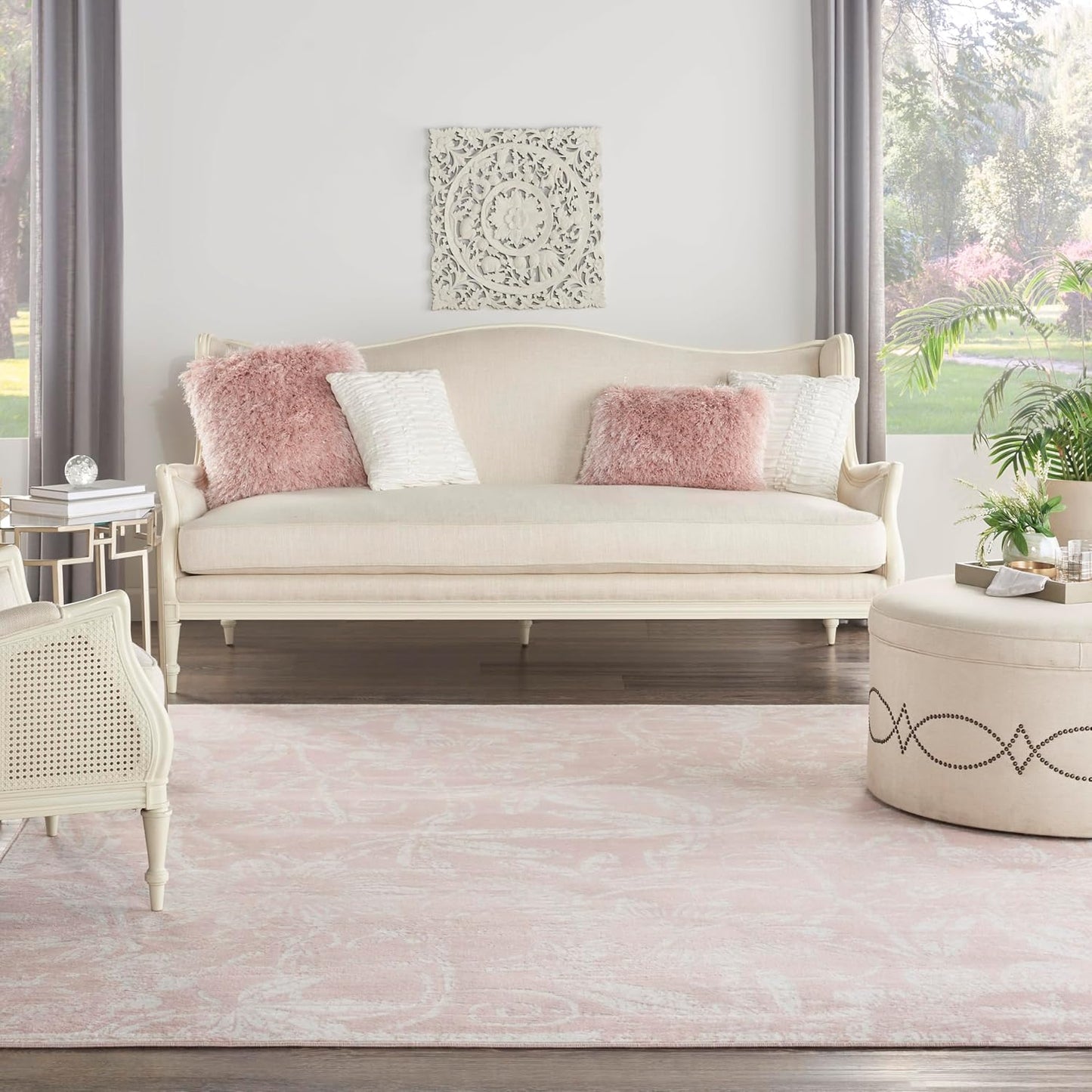 Home Whimsicle Floral Pink 8' X 10' Area Rug, Easy Clean, Non Shedding, Bed Room, Living Room, Dining Room, Kitchen (8X10)