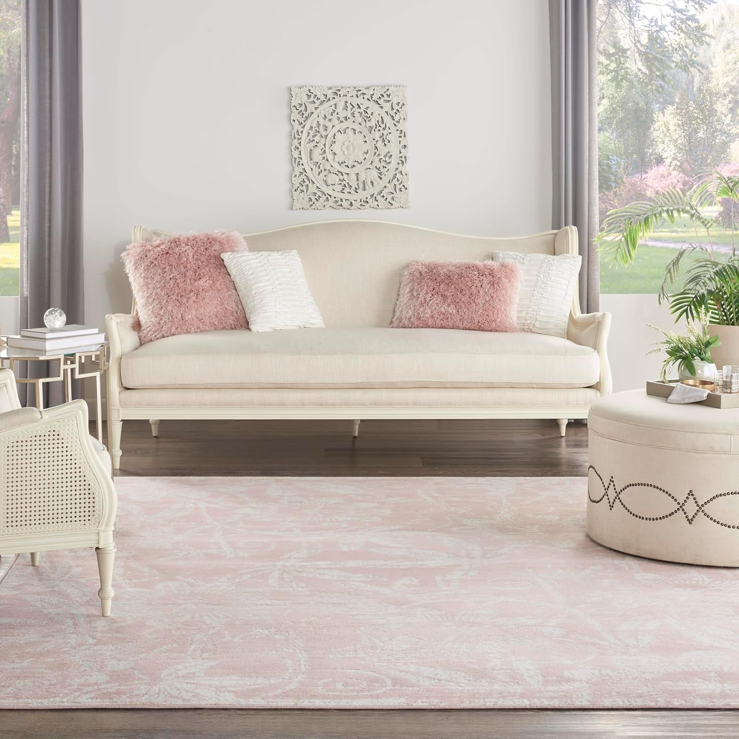 Home Whimsicle Floral Pink 8' X 10' Area Rug, Easy Clean, Non Shedding, Bed Room, Living Room, Dining Room, Kitchen (8X10)