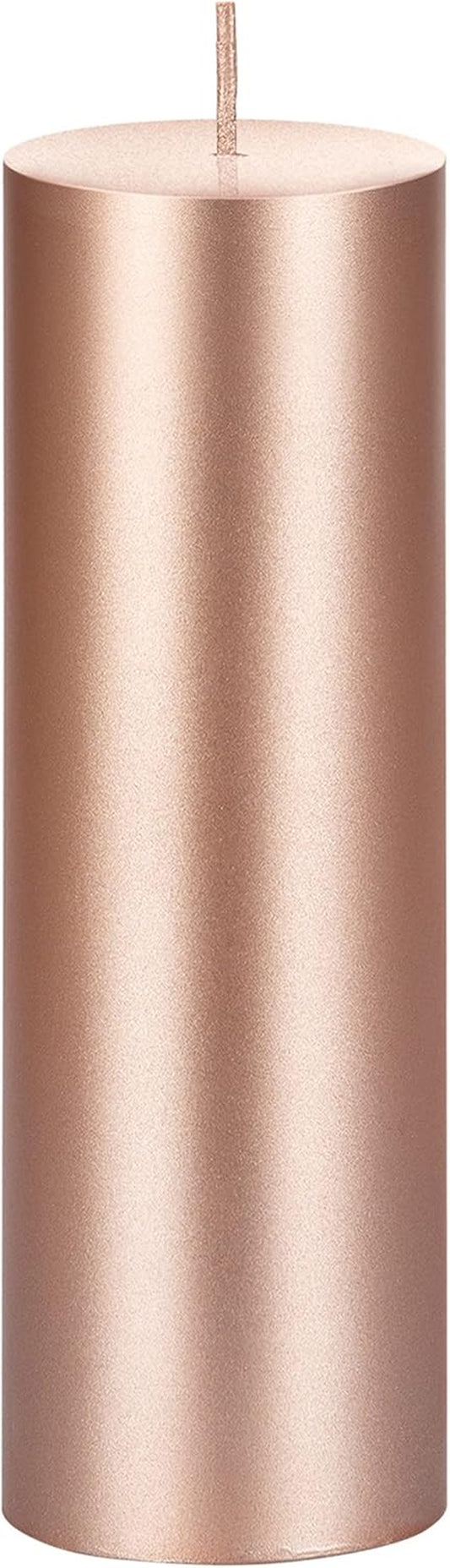 1 Pc Unscented Solid Rose Gold Pillar Candles, Hand Poured Premium Wax Candle 2 Inch X 6 Inch, Home Décor, Spas, Weddings, Occasions, Party, Centerpieces, Holidays, Vigils, Prayers