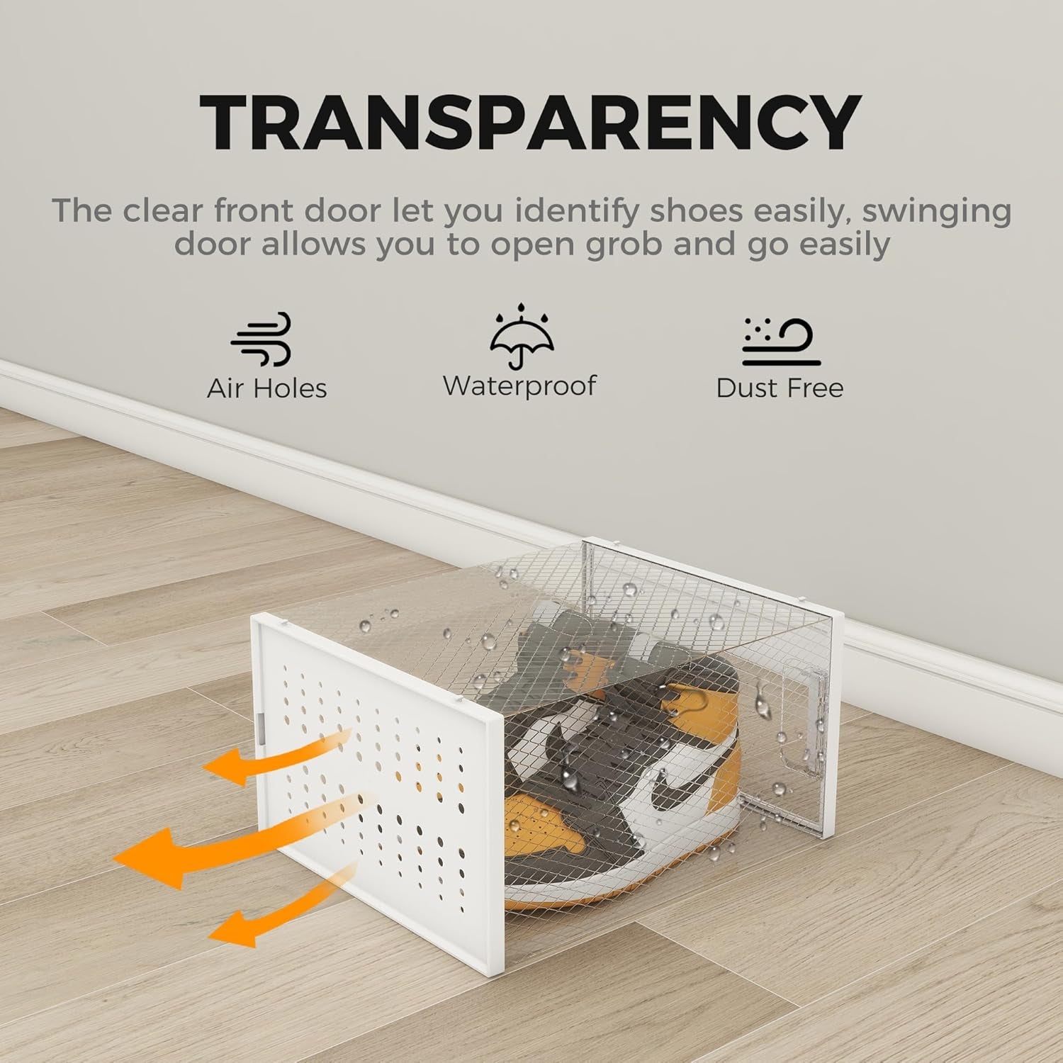 XXL Large Shoe Organizer Storage Boxes for Closet, Fit for Size 14, Clear Plastic Stackable Sneaker Storage Containers Bins with Lids, Clear Shoe Display Case Containers, White, 12 Pack