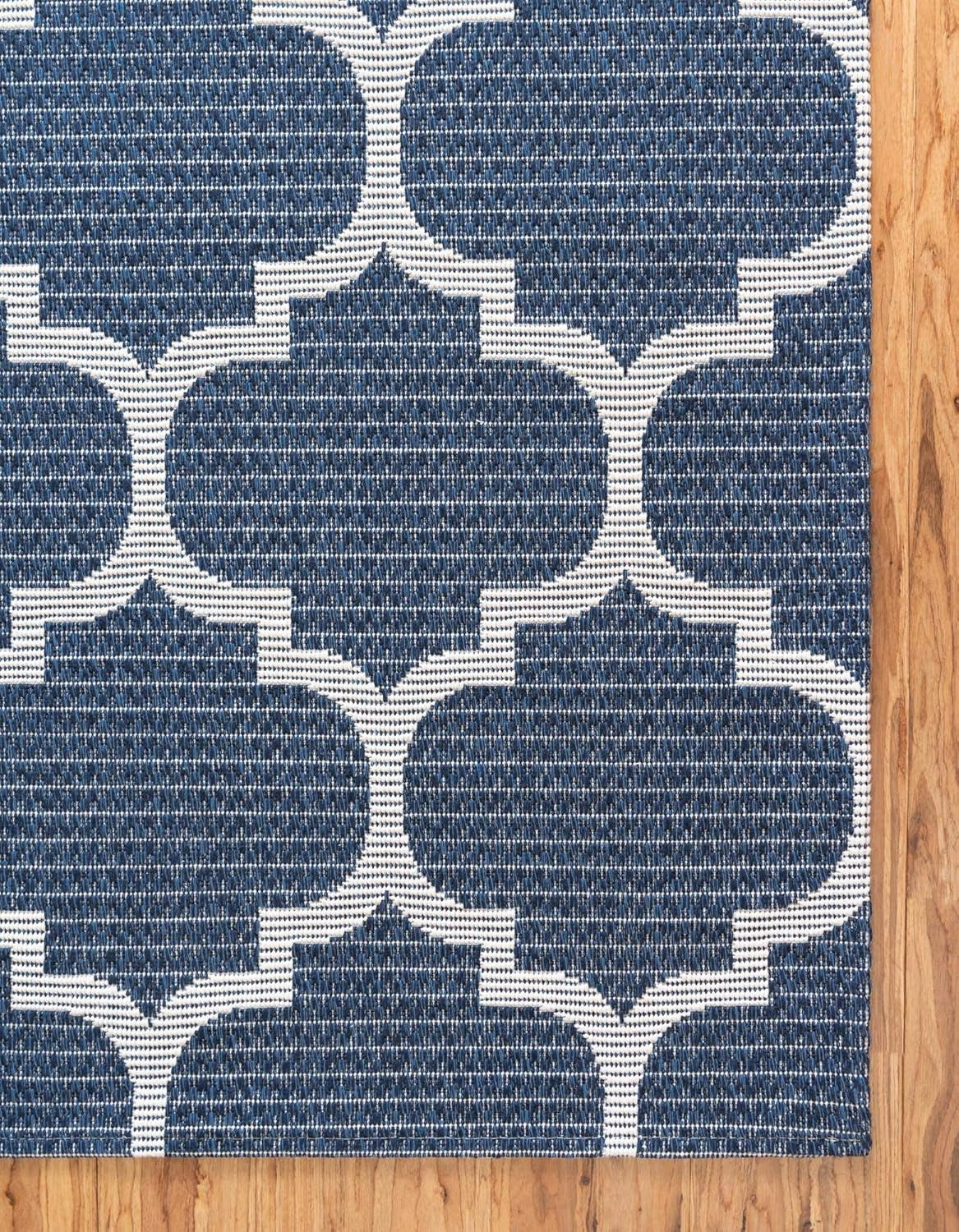 Georgia Collection Rug – 6 Ft Runner Navy Blue Flatweave Rug Perfect for Hallways, Entryways
