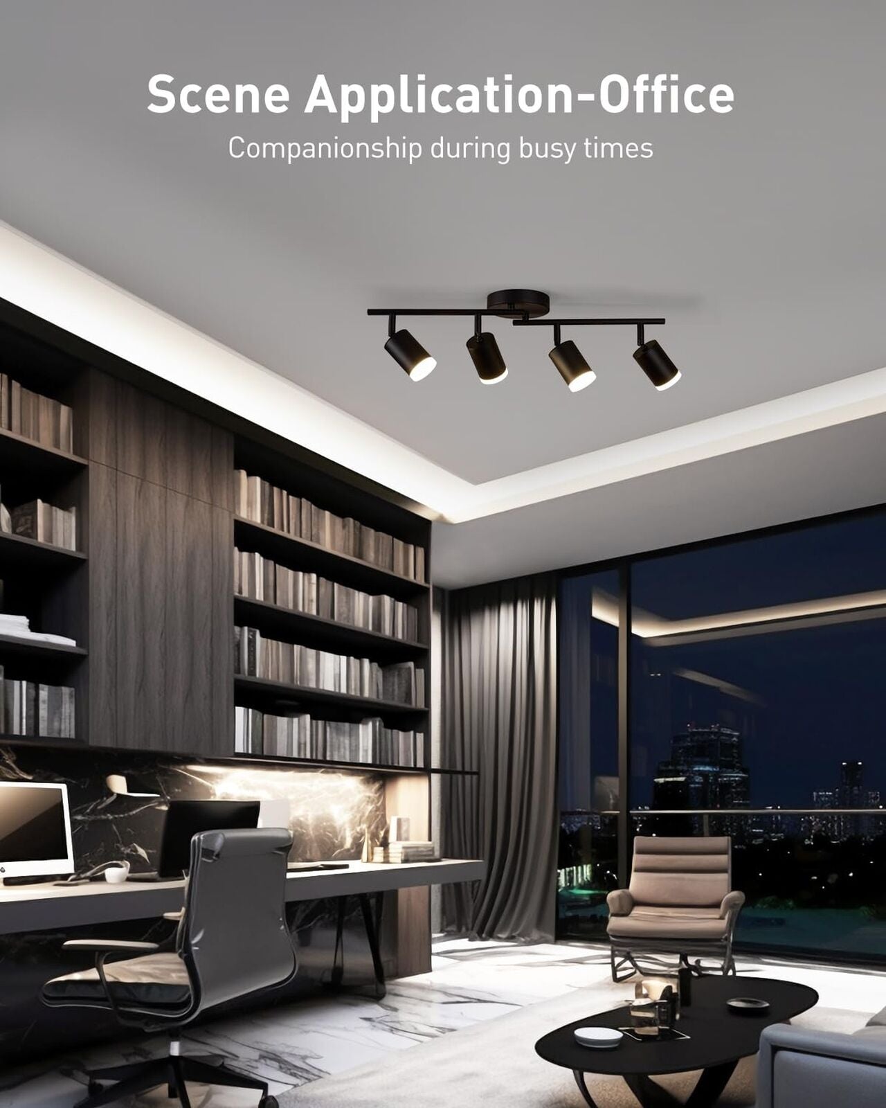 Bojim Flexible Led Track Lighting, 4-Light Black Track Lighting Fixtures Ceil...