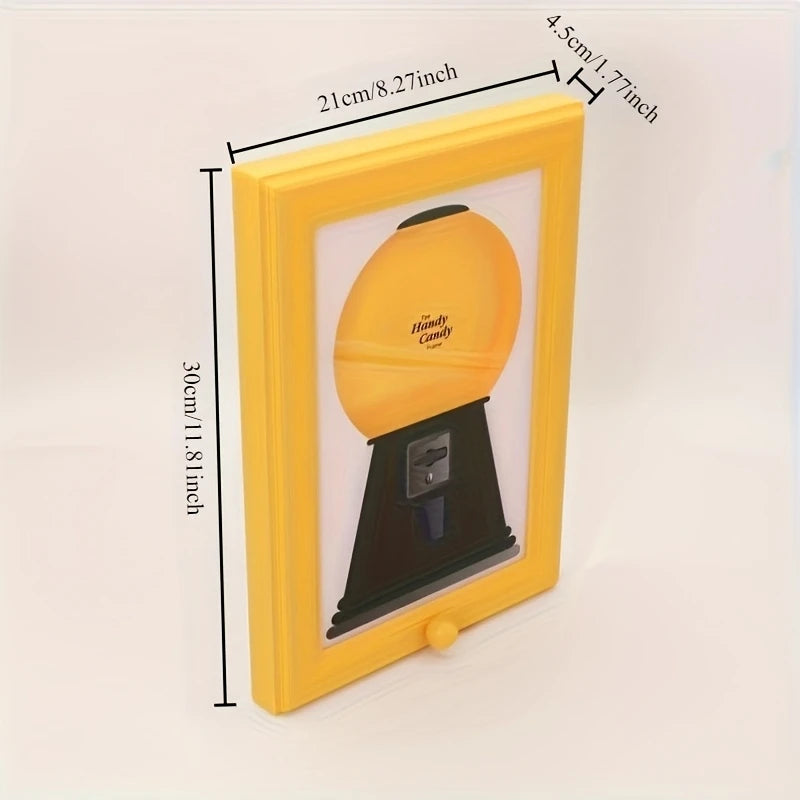Creative Candy Dispenser Picture Frame Wall Mount Gumball Machine for Desk Countertop Kids Adults Office Sweet Display Gift Idea