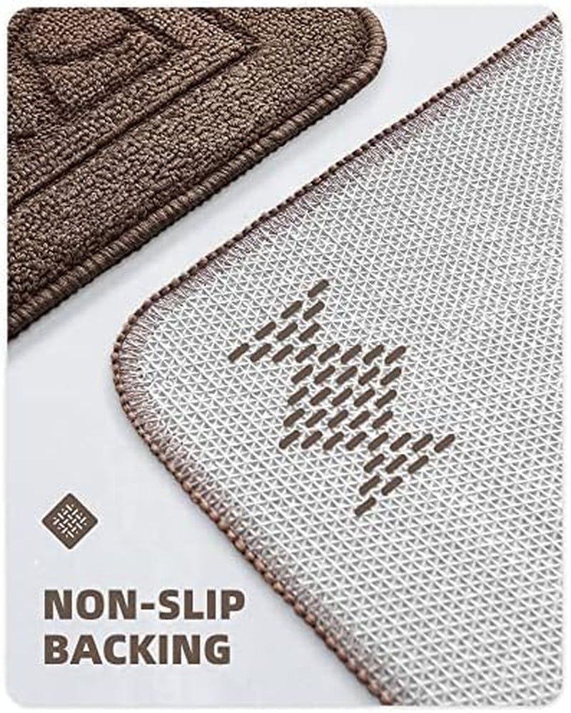 Kitchen Rugs, Non Skid Kitchen Runner Rug Machine Washable Kitchen Floor Mat, Easy to Clean Kitchen Rugs and Mats, 18"X29", Brown