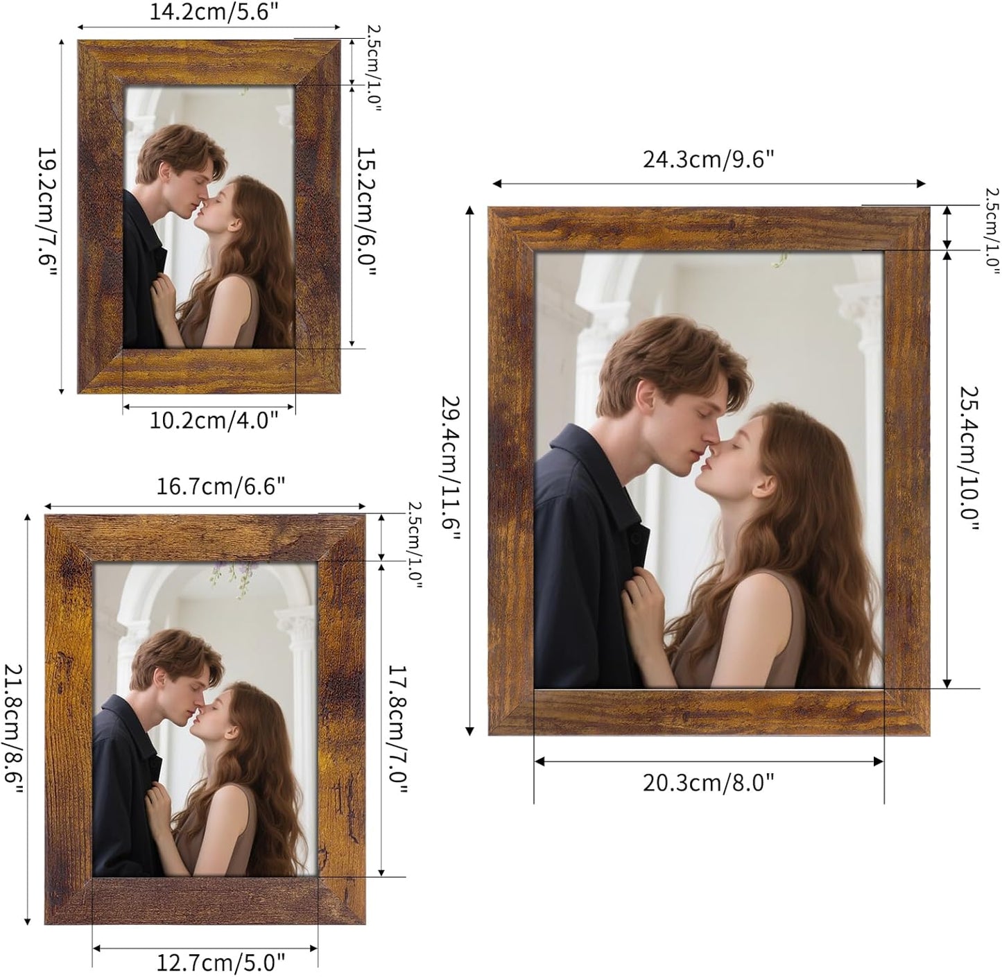Gallery Wall Frame Set 7 Pack Distressed Picture Frame Set, One 8X10, Two 5X7, Four 4X6 Picture Frames