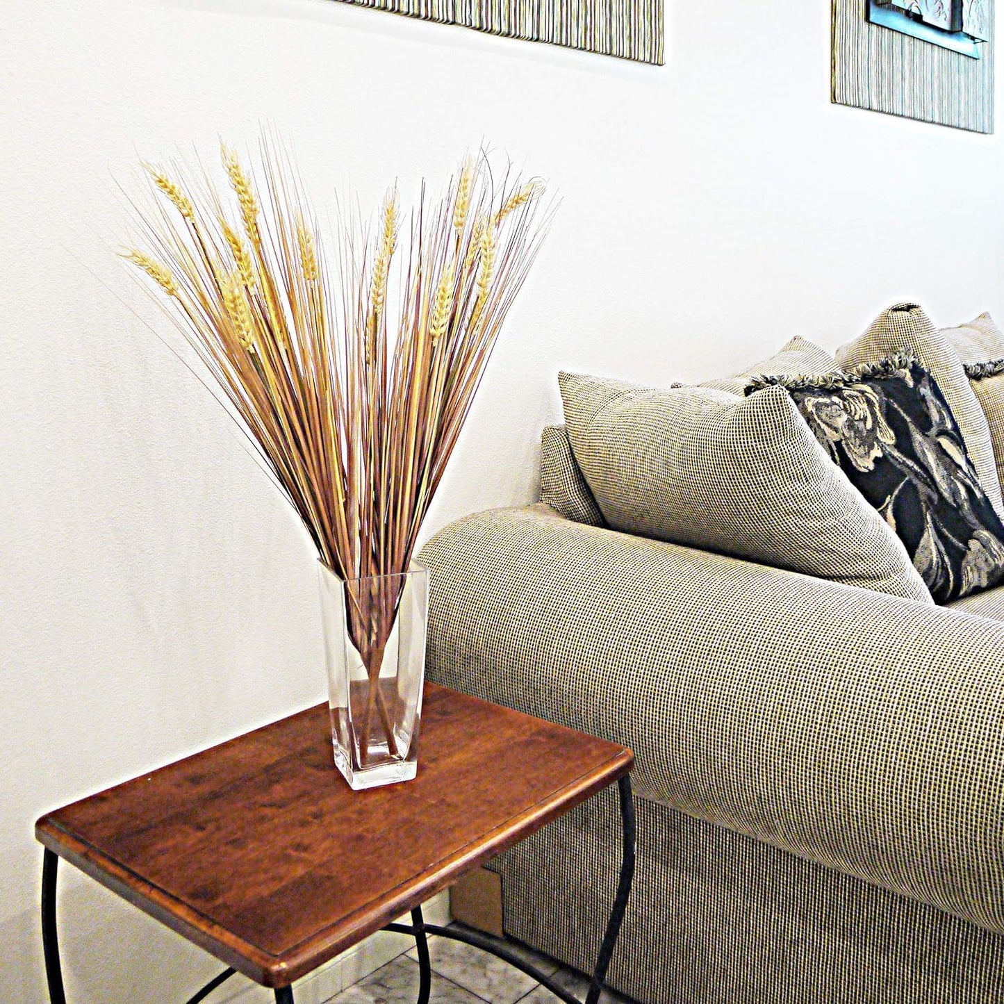 Artificial Wheat Grain Grass Bush Plant - 28" Tall - for Home Decor, Weddings, Offices, Events, Fall Greenery Wheat Arrangement Party Table Decor