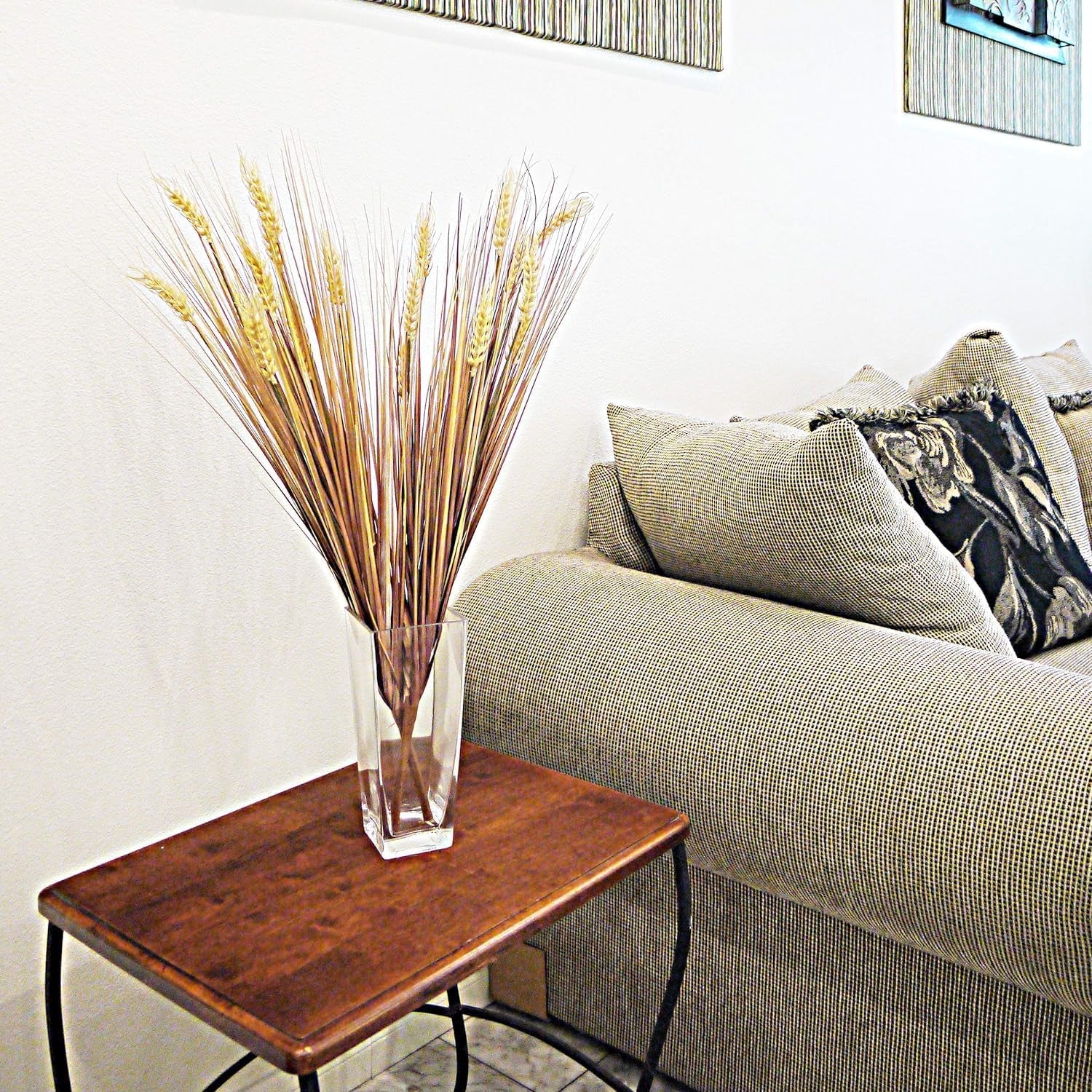 Artificial Wheat Grain Grass Bush Plant - 28" Tall - for Home Decor, Weddings, Offices, Events, Fall Greenery Wheat Arrangement Party Table Decor