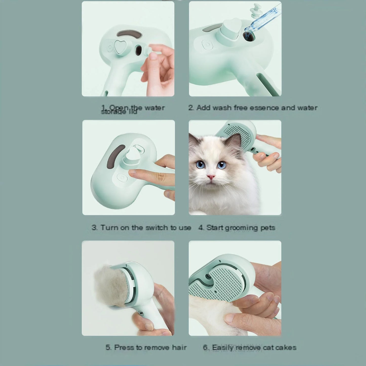 3 in 1 Self Cleaning Steamy Pet Brush, Anti-Static, Grooming Tool for Long and Short Hair Pets, Removes Loose Hair and Reduces Shedding, Pink