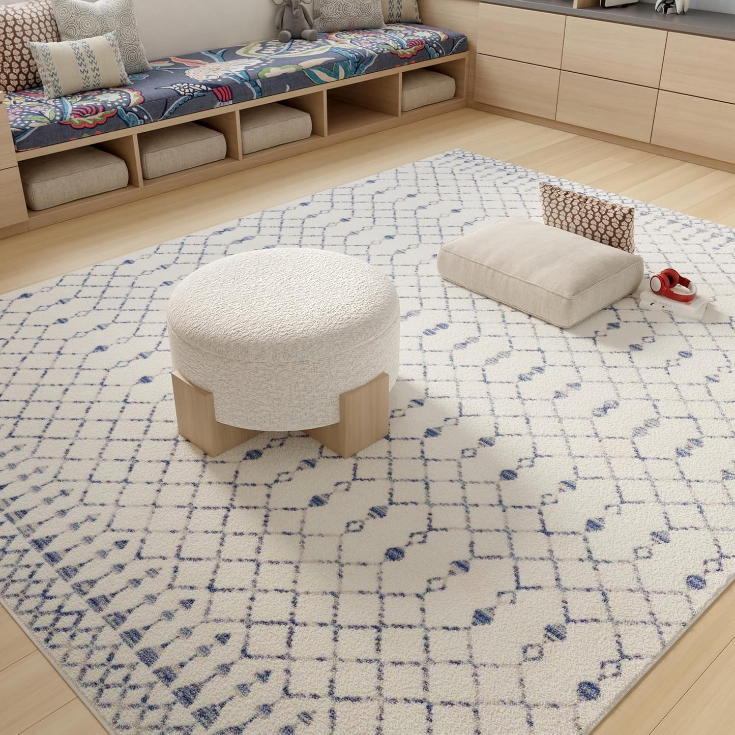 Home Whimsicle Moroccan Ivory 8'4" X 11'6" Area Rug, Easy Cleaning, Non Shedding, Bed Room, Living Room, Dining Room, Kitchen (8X12)