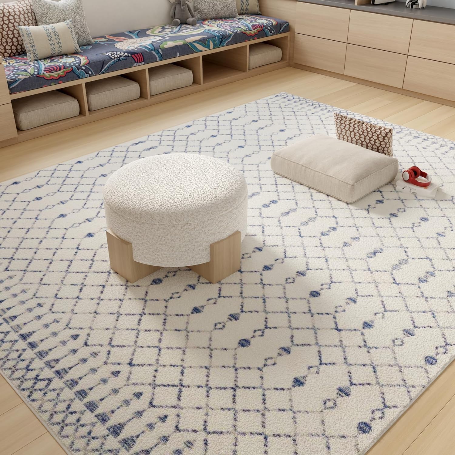 Home Whimsicle Moroccan Ivory 8'4" X 11'6" Area Rug, Easy Cleaning, Non Shedding, Bed Room, Living Room, Dining Room, Kitchen (8X12)