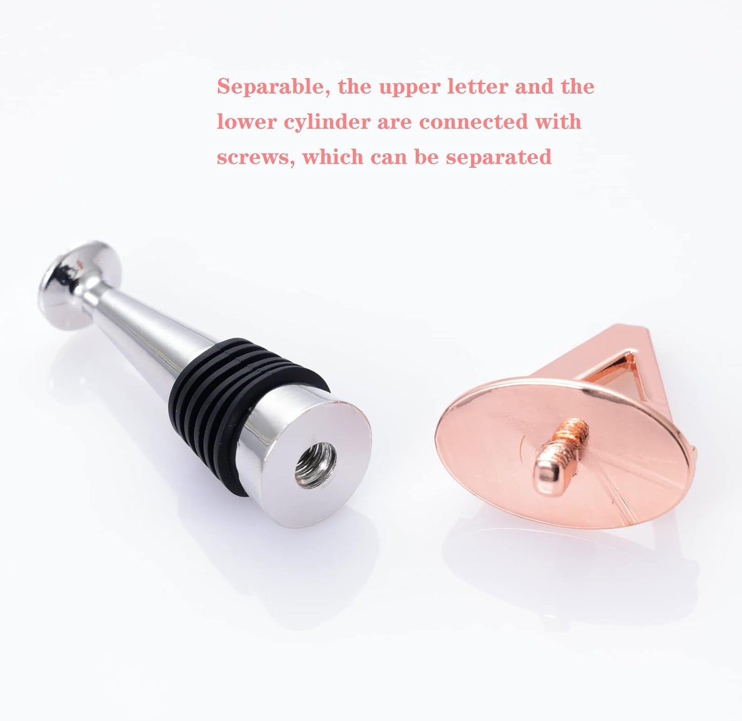 Wine Stoppers,Reusable Wine Bottle Stoppers,Rose Gold Plating, Letter Wine Stopper Perfect Wine Gift, Wide Used in Christmas,Kitchen Decor, Bar, Wedding Party, Letter(A to Z) (Rose Gold-Letters K)