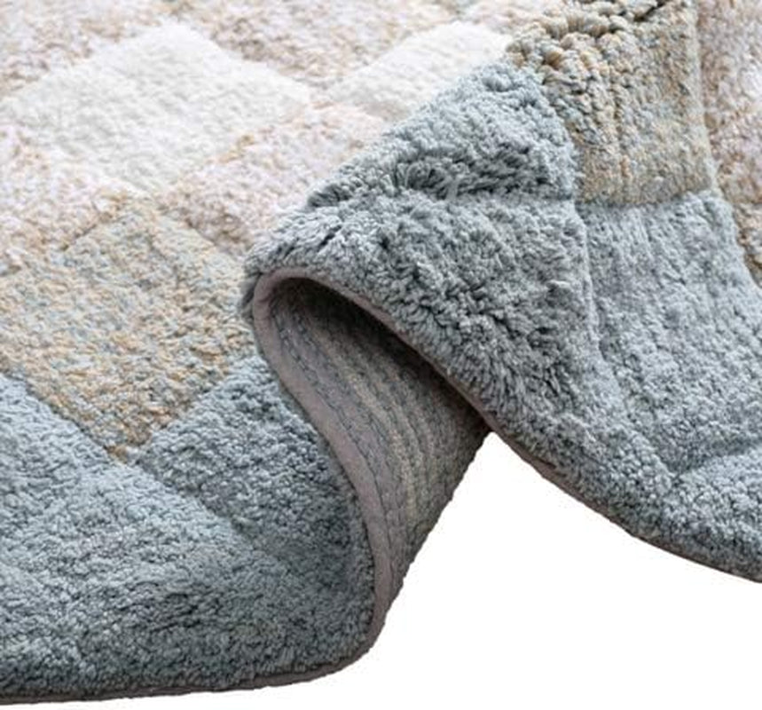 Bathroom Rugs Set 2 Piece Grey Beige Albany Inspired Non-Slip Cotton Bath Mats for Bathroom Floor |Quick Dry Bathroom Mat for Tub Spa Shower|Living Room Entry Way Door Mats |21X32 & 17X34 Inches