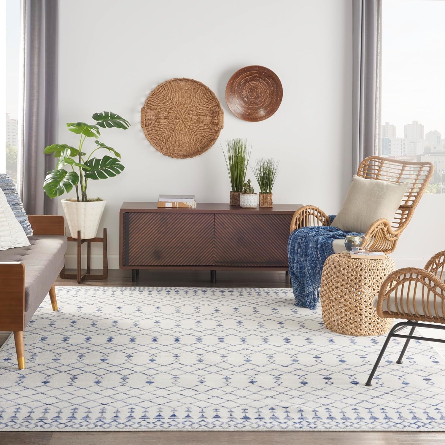 Home Whimsicle Moroccan Ivory 8'4" X 11'6" Area Rug, Easy Cleaning, Non Shedding, Bed Room, Living Room, Dining Room, Kitchen (8X12)