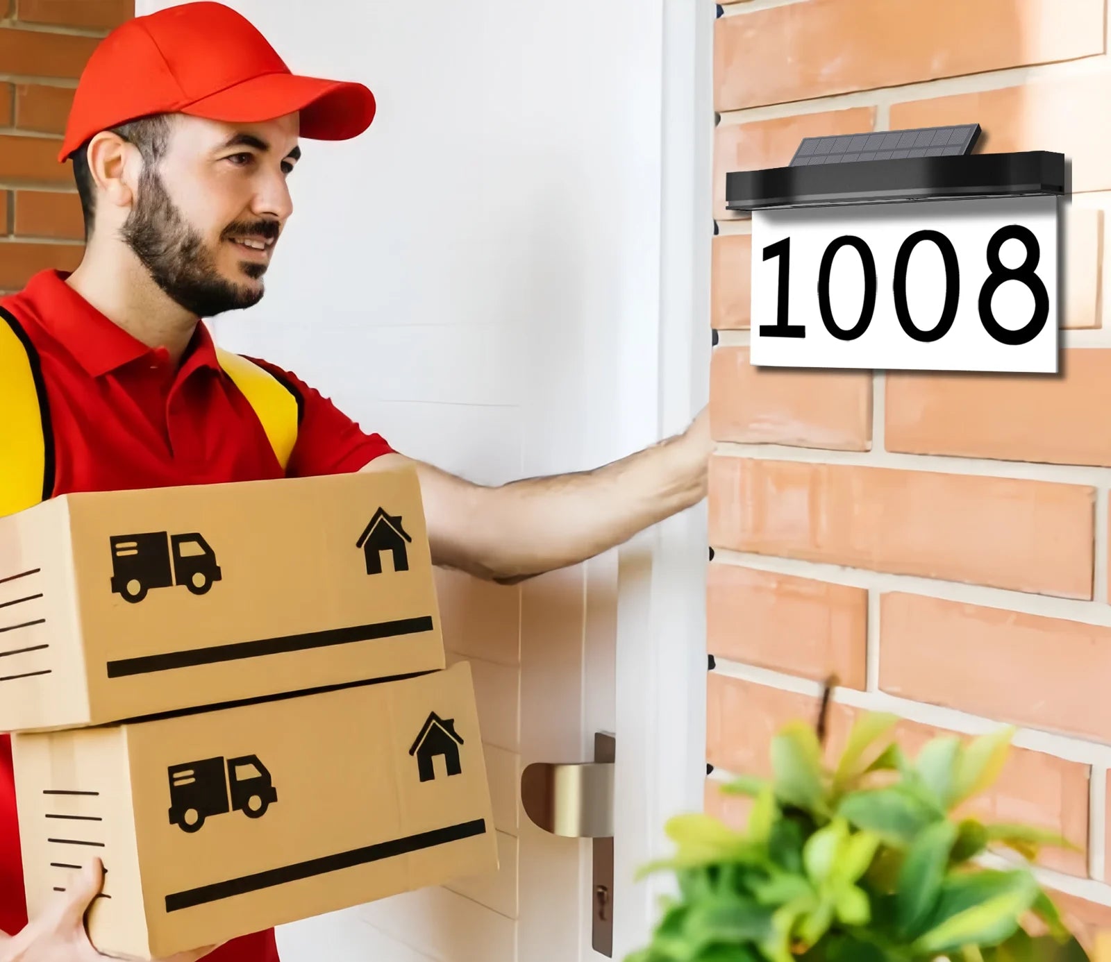 Solar House Numbers Address Plaques 3 Lighting Colors & Adjustable Solar Panel House Number for Outside, LED Solar Powered Address Sign Outdoor Waterproof