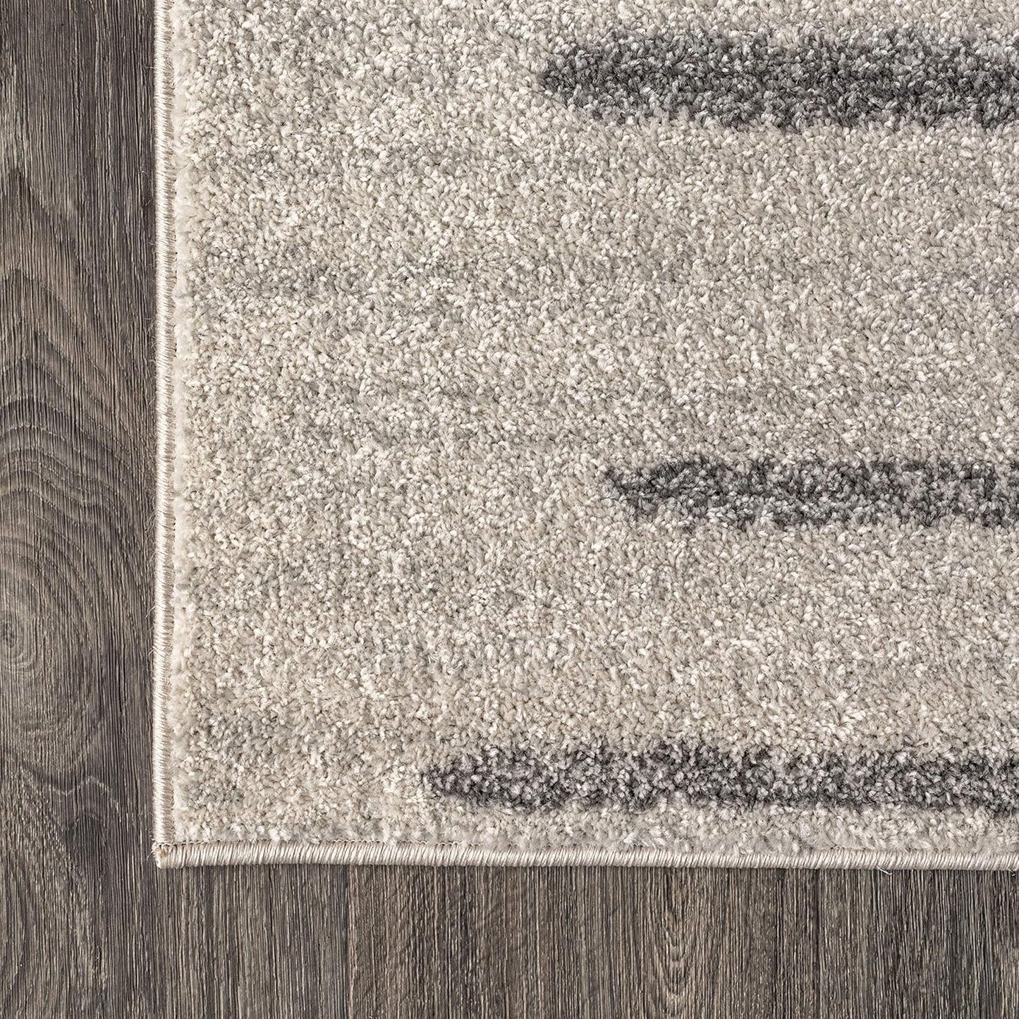Aya Berber Stripe Geometric Cream/Gray Indoor Area Rug, 8X10, Contemporary, Modern, Easy-Cleaning for Living Room, Bedroom, Kitchen, Pet Friendly, Non-Shedding (MOH205A-8)