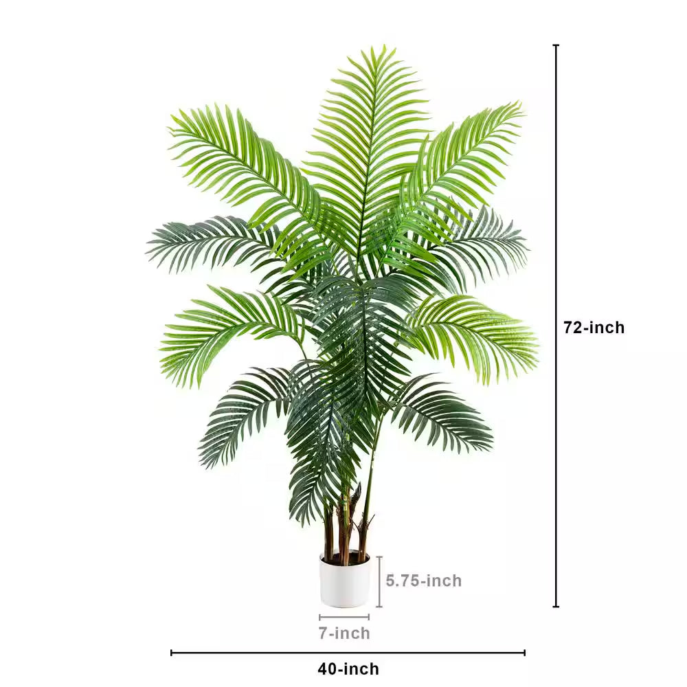 6Ft Faux Areca Palm Tree in White Pot