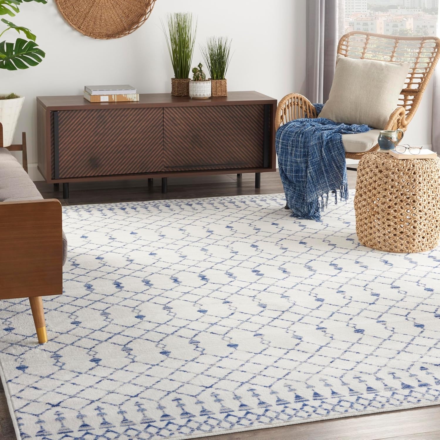 Home Whimsicle Moroccan Ivory 8'4" X 11'6" Area Rug, Easy Cleaning, Non Shedding, Bed Room, Living Room, Dining Room, Kitchen (8X12)