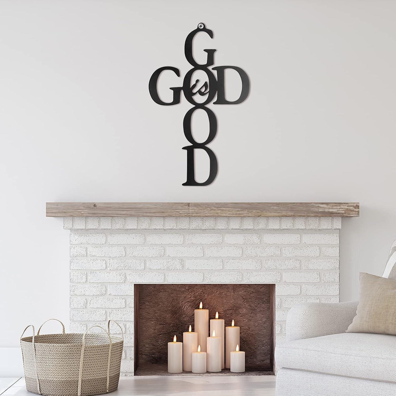 God Is Good Black Cross Metal Wall Art Hanging Sign Nice Religious Decor Present for Home Wall Decoration in Family Office (Metal, 9.84 X 15.75 Inch)