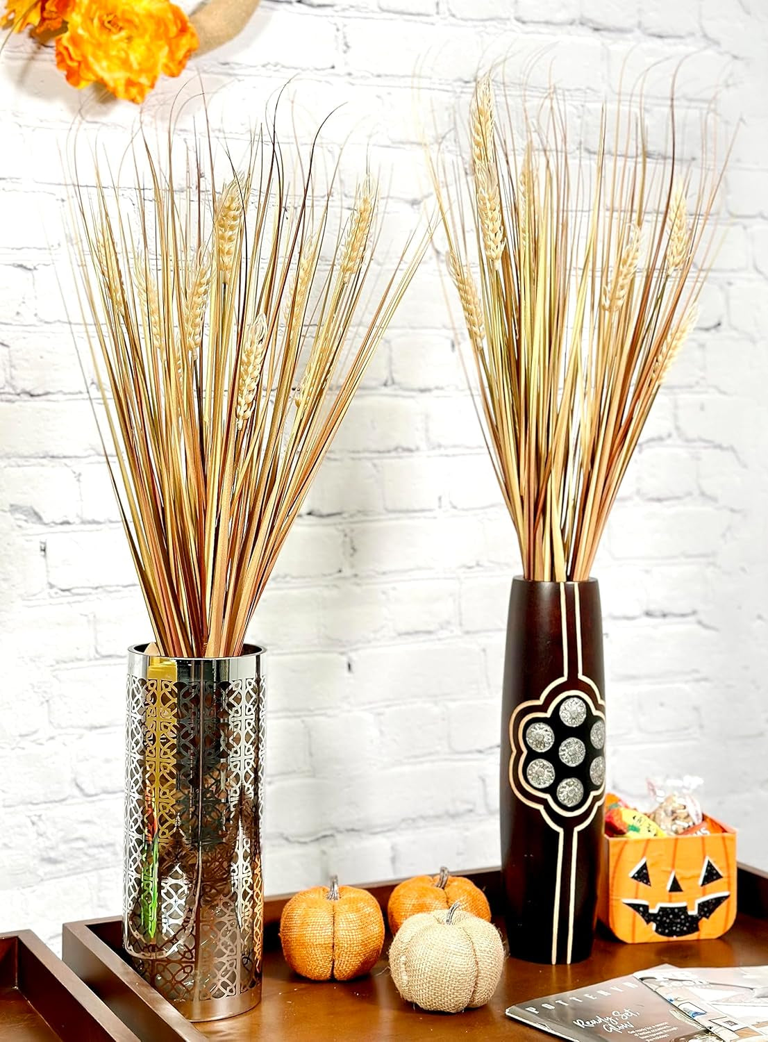 Artificial Wheat Grain Grass Bush Plant - 28" Tall - for Home Decor, Weddings, Offices, Events, Fall Greenery Wheat Arrangement Party Table Decor