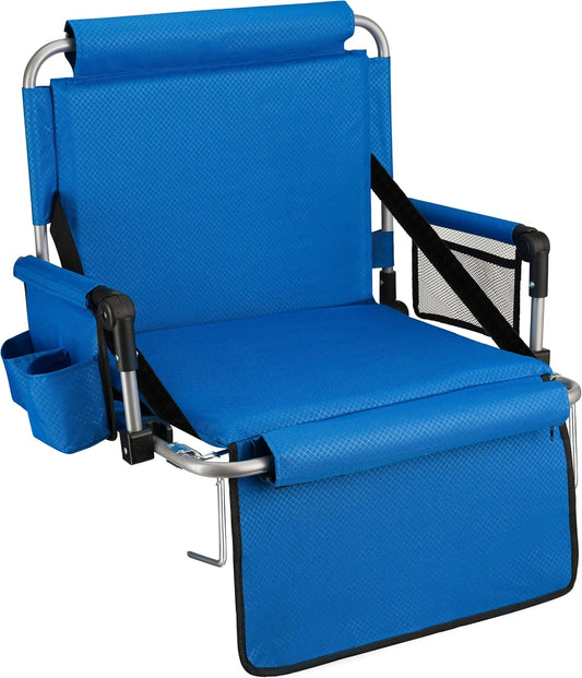 Bleacher Seat with Backrest – Premium Stadium Seating for Bleachers: Cushioned, Foldable & Padded Stadium Seat Chair with Arms & Pockets – Perfect for Football & Basketball Games