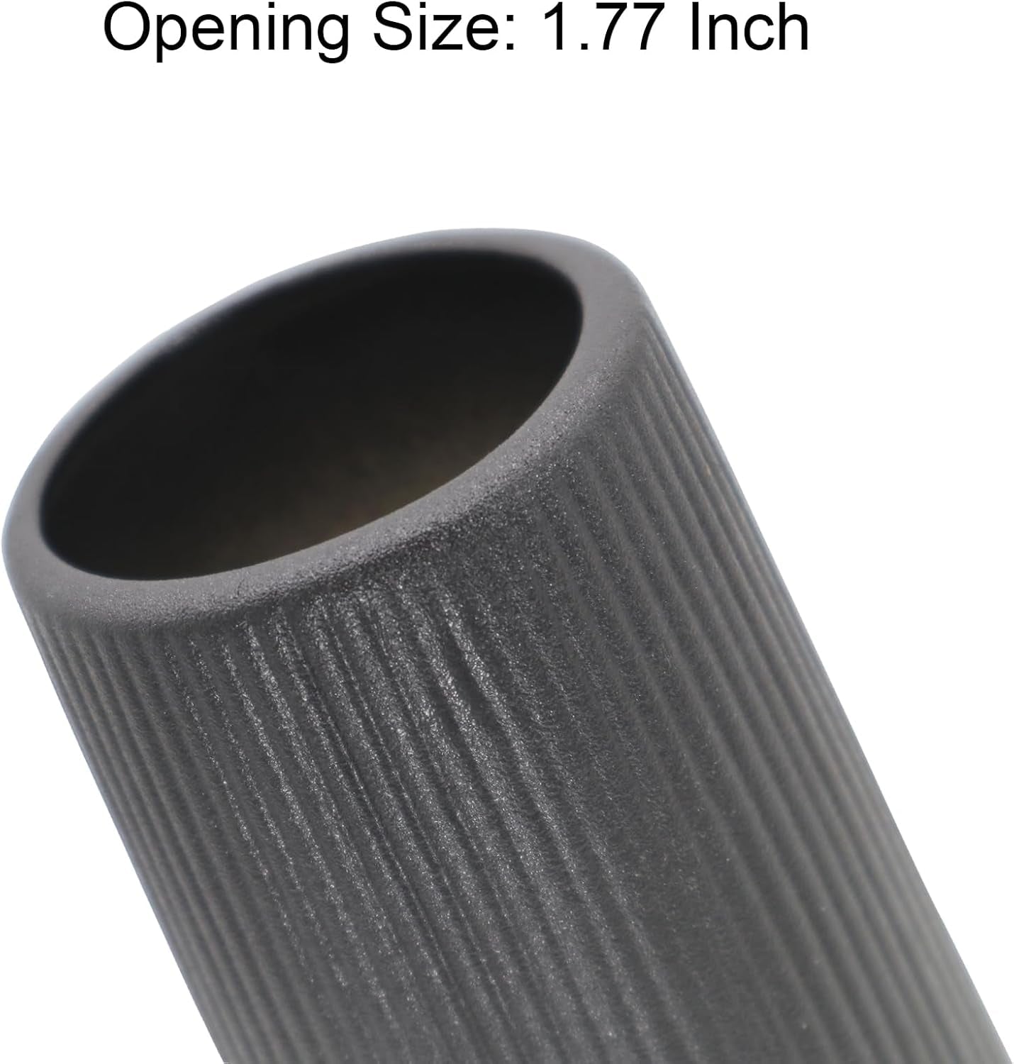 8 Inch Matte Black Ceramic Vase, Decorative Minimalist Textured Flower Vase for Modern Home Decor Living Room Table Centerpieces