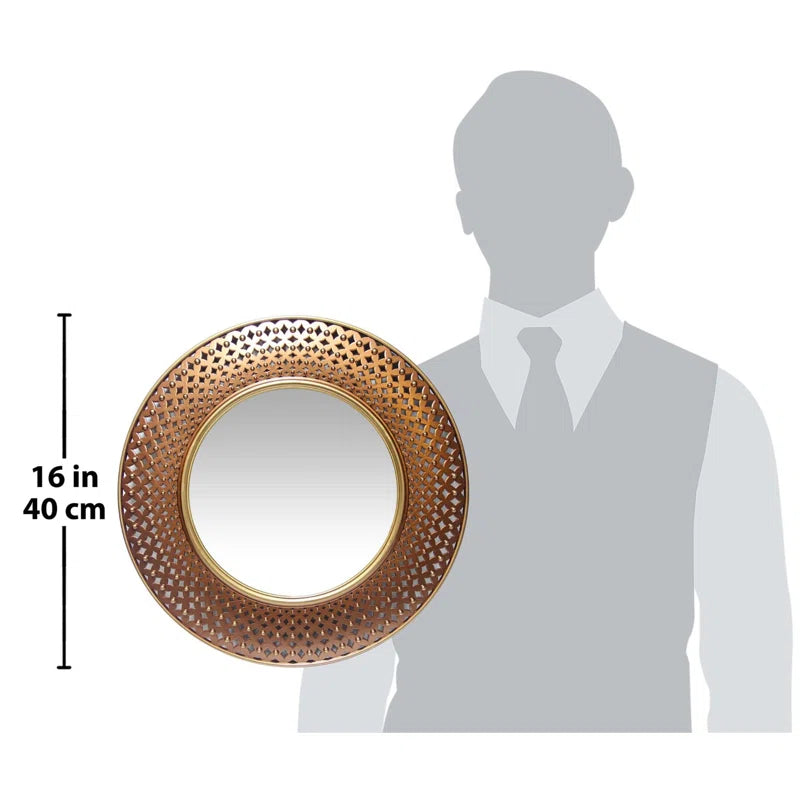 Bohemian round Plastic Wall Mirror 15.75 Inches - Gold/Copper