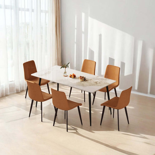 Dining Chairs 4PCS, Modern Kitchen & Dining Room Chairs, Upholstered Faux Leather Cushion Seat and Sturdy Metal Legs