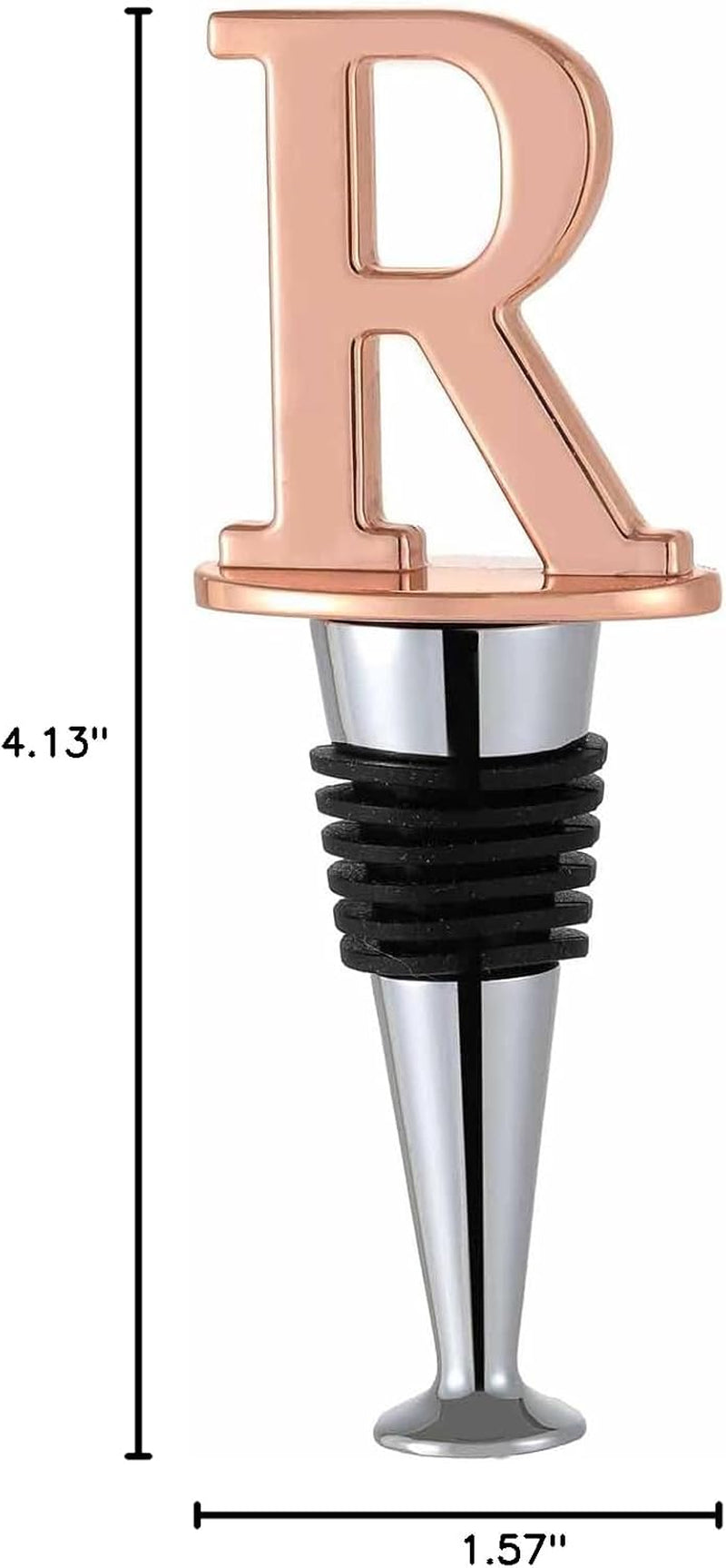 Wine Stoppers,Reusable Wine Bottle Stoppers,Rose Gold Plating, Letter Wine Stopper Perfect Wine Gift, Wide Used in Christmas,Kitchen Decor, Bar, Wedding Party, Letter(A to Z) (Rose Gold-Letters R)