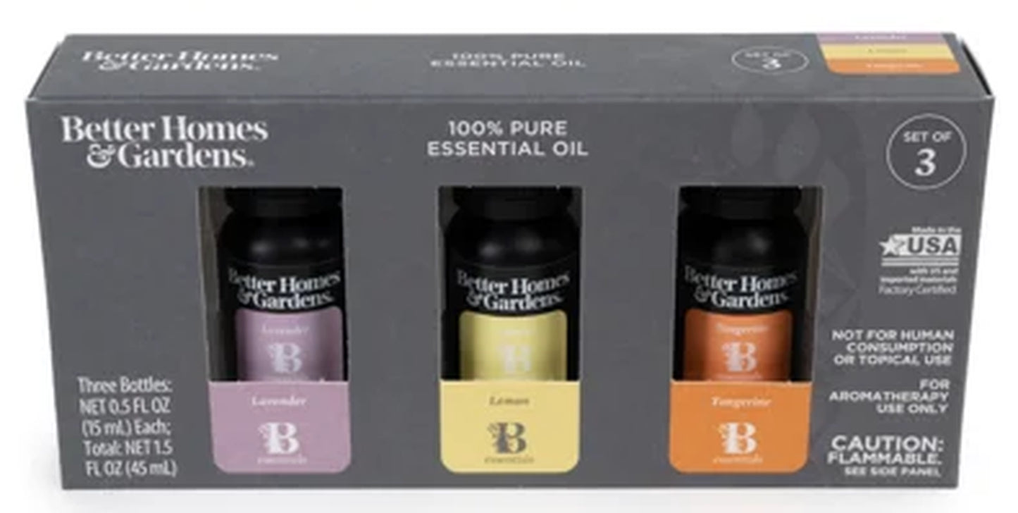 100% Pure Essential Oils : Lavender, Lemon, & Tangerine, 3 Pack X 15Ml