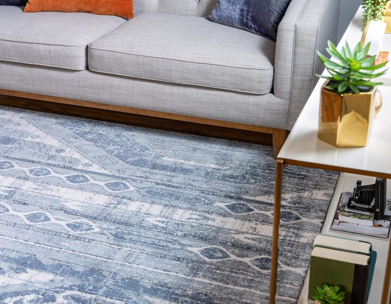 Oregon Collection Rug – 10' X 13' Light Slate Blue Low-Pile Rug Perfect for Living Rooms, Large Dining Rooms, Open Floorplans