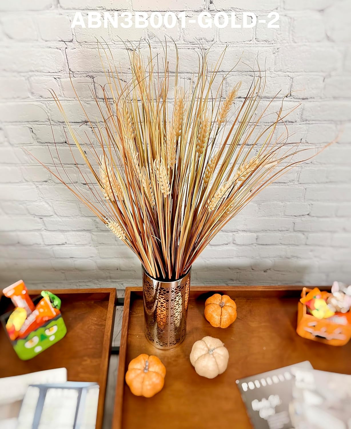 Artificial Wheat Grain Grass Bush Plant - 28" Tall - for Home Decor, Weddings, Offices, Events, Fall Greenery Wheat Arrangement Party Table Decor
