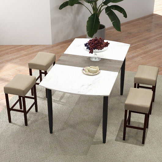 Set of 2 25 Inch Bar Stool with Curved Seat Cushions-Gray