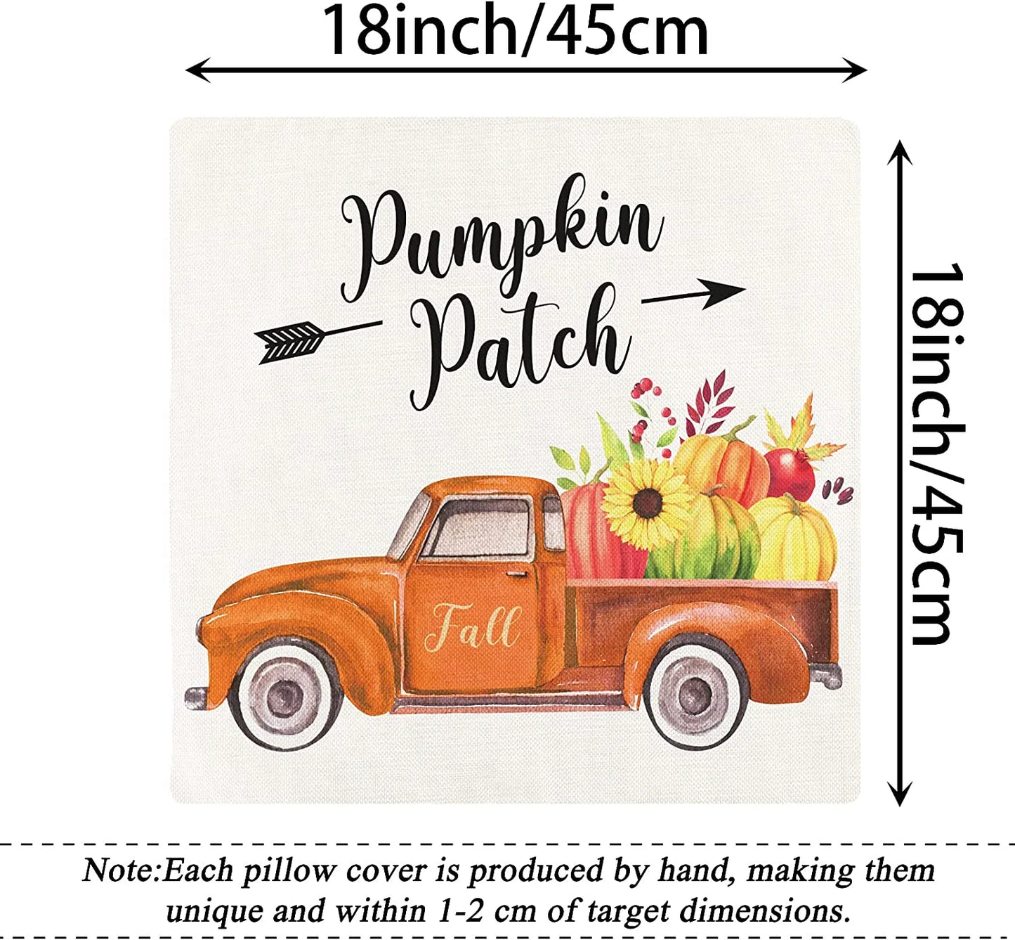 Fall Pillow Covers 18×18 Inch Set of 4 Autumn Pumpkin Pillow Covers Holiday Rustic Linen Pillow Case for Sofa Couch Farmhouse Thanksgiving Fall Decorations Throw Pillow Covers