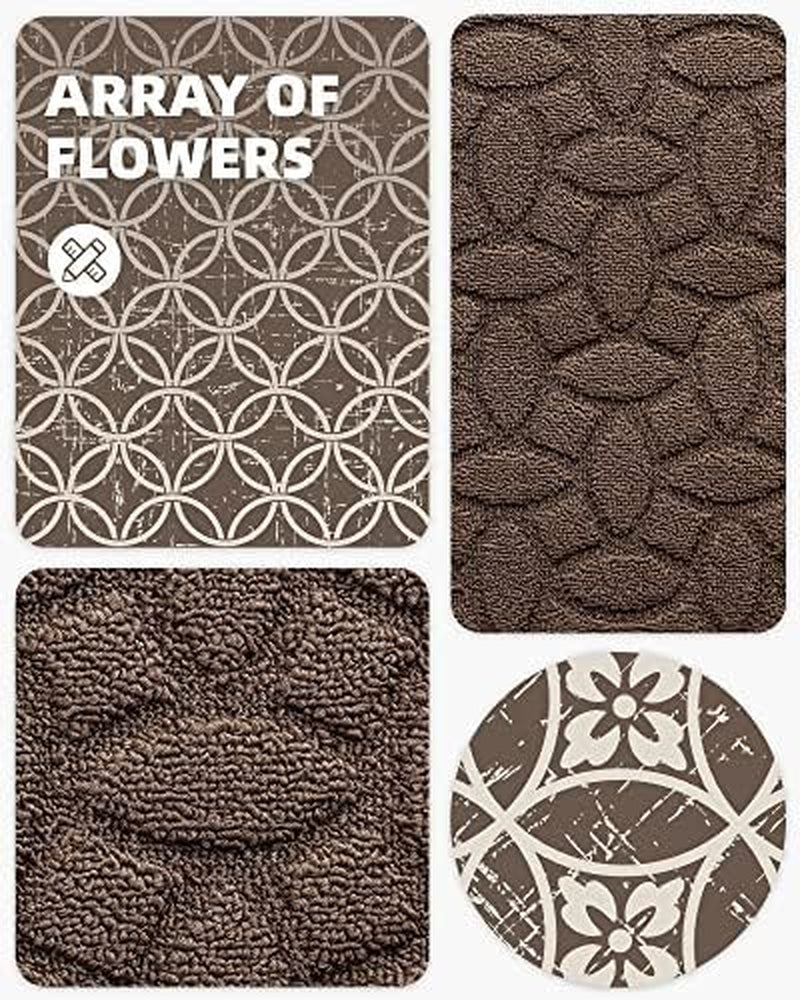 Kitchen Rugs, Non Skid Kitchen Runner Rug Machine Washable Kitchen Floor Mat, Easy to Clean Kitchen Rugs and Mats, 18"X29", Brown