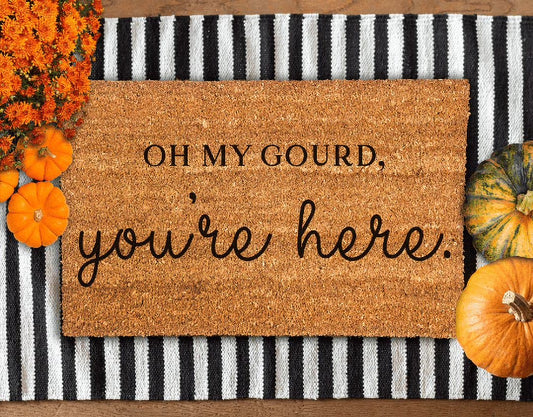 Oh My Gourd You'Re Here Fall Front Doormat , 30" X 18"