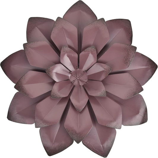 Brown Metal Flower Wall Art Decor Hanging for Indoor Outdoor Home Bathroom Kitchen Dining Room Bedroom Living Room Office or Wall Sculptures 12 Inch