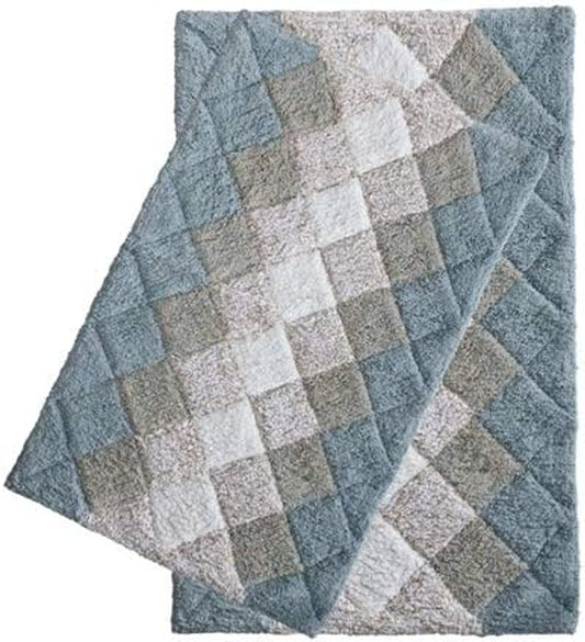 Bathroom Rugs Set 2 Piece Grey Beige Albany Inspired Non-Slip Cotton Bath Mats for Bathroom Floor |Quick Dry Bathroom Mat for Tub Spa Shower|Living Room Entry Way Door Mats |21X32 & 17X34 Inches