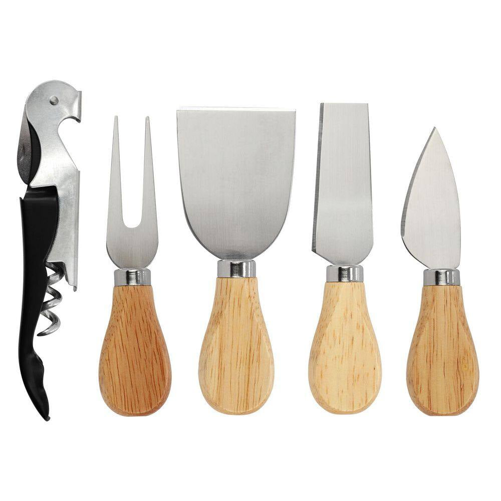 13.5 In. Bamboo Charcuterie Cheese Board with Drawer, Cheese Utensils, Bottle Opener, and 3 Piece Mini Chalkboard Set