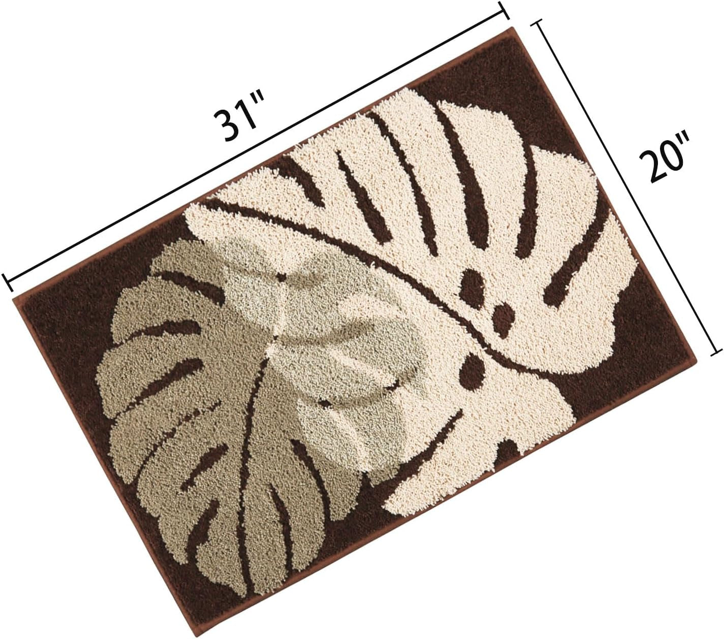 Bathroom Rugs Mat 31.5X19.7In Brown Leaves Bath Mat for Bathroom Non Slip Machine Washable Soft Absorbent Cute Bath Rug Plush Bath Carpet for Tub Shower Sink Fluffy Entryway Doormat