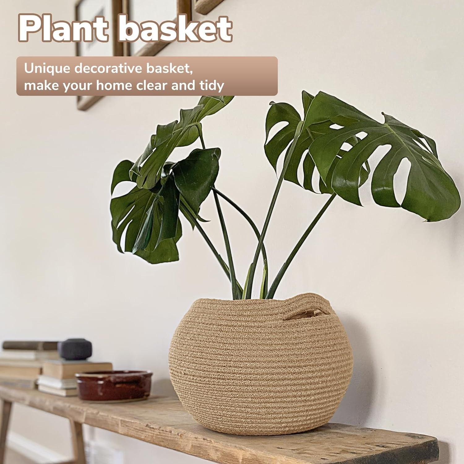 Goodpick Wicker Storage Basket for Living Room, Small round Woven Basket for Toy