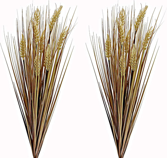 Artificial Wheat Grain Grass Bush Plant - 28" Tall - for Home Decor, Weddings, Offices, Events, Fall Greenery Wheat Arrangement Party Table Decor