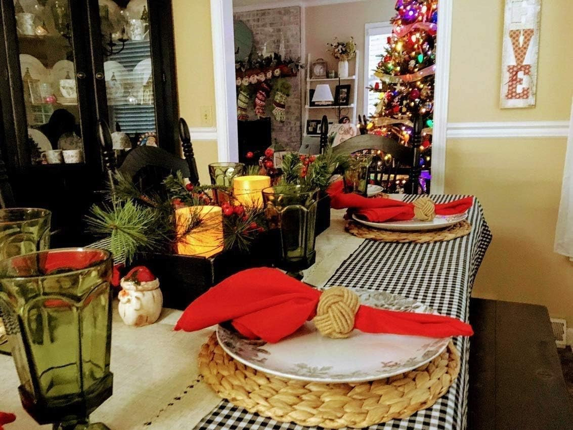 11.8'' round Woven Placemats 4Pcs Plate Chargers, Heat Resistant Non-Slip Water Hyacinth Weave Place Mats Farmhouse Straw Braided Rattan Tablemats Wicker Placemats for Dining Table Decoration