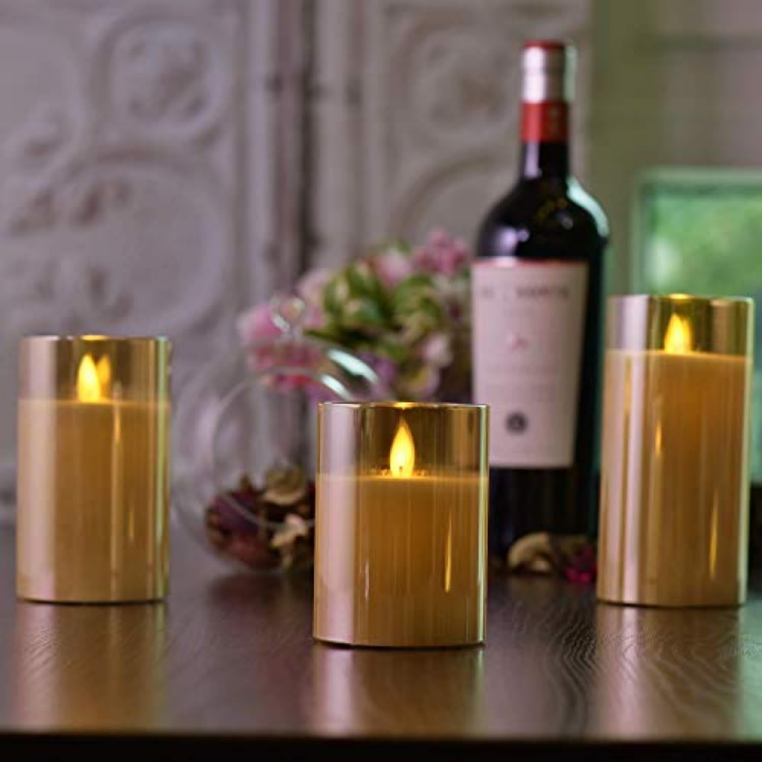 Led Flameless Candles for Home Decor, Battery Operated Flickering Moving Wick Effect Candle Set with Remote Control Cycling Timer for Party Wedding,Christmas Decoration, 4 Inch, 5 Inch, 6 Inch, 3 Pack